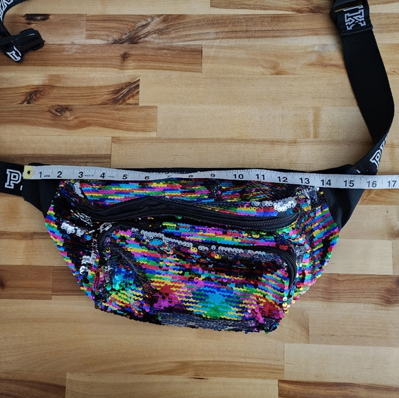Pink Victorias Secret Fanny Pack Adjustable Sequins Colorful - Picture 9 of 13